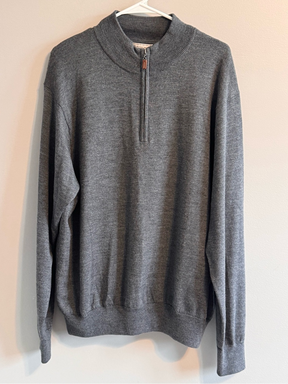 Peter Millar‎ 100% Merino Wool Quarter Zip Sweater Gray XL